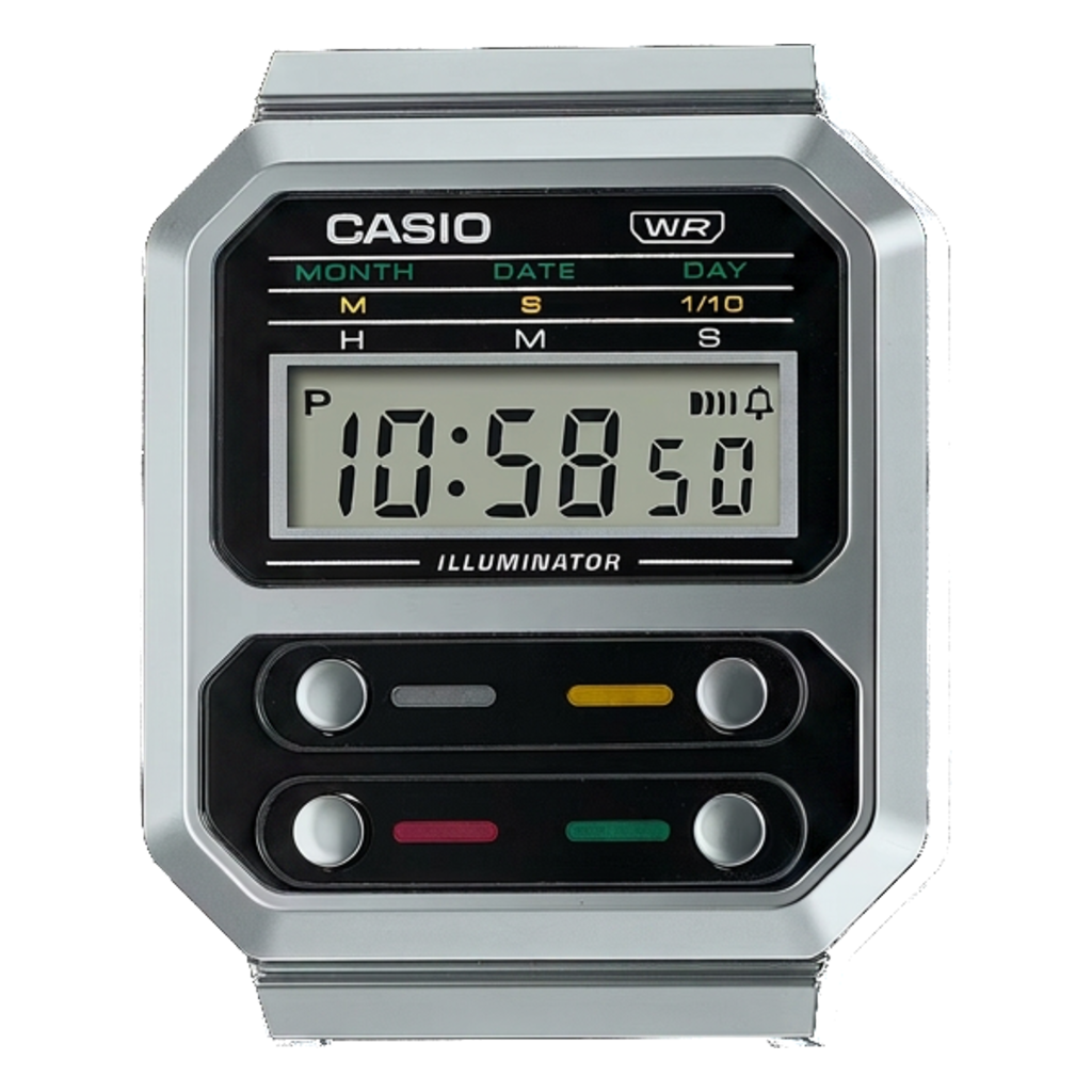 Casio A100WE-1A digital watch dial