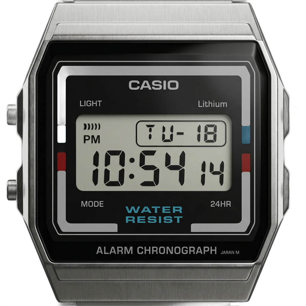 Casio A156W-1 digital watch dial