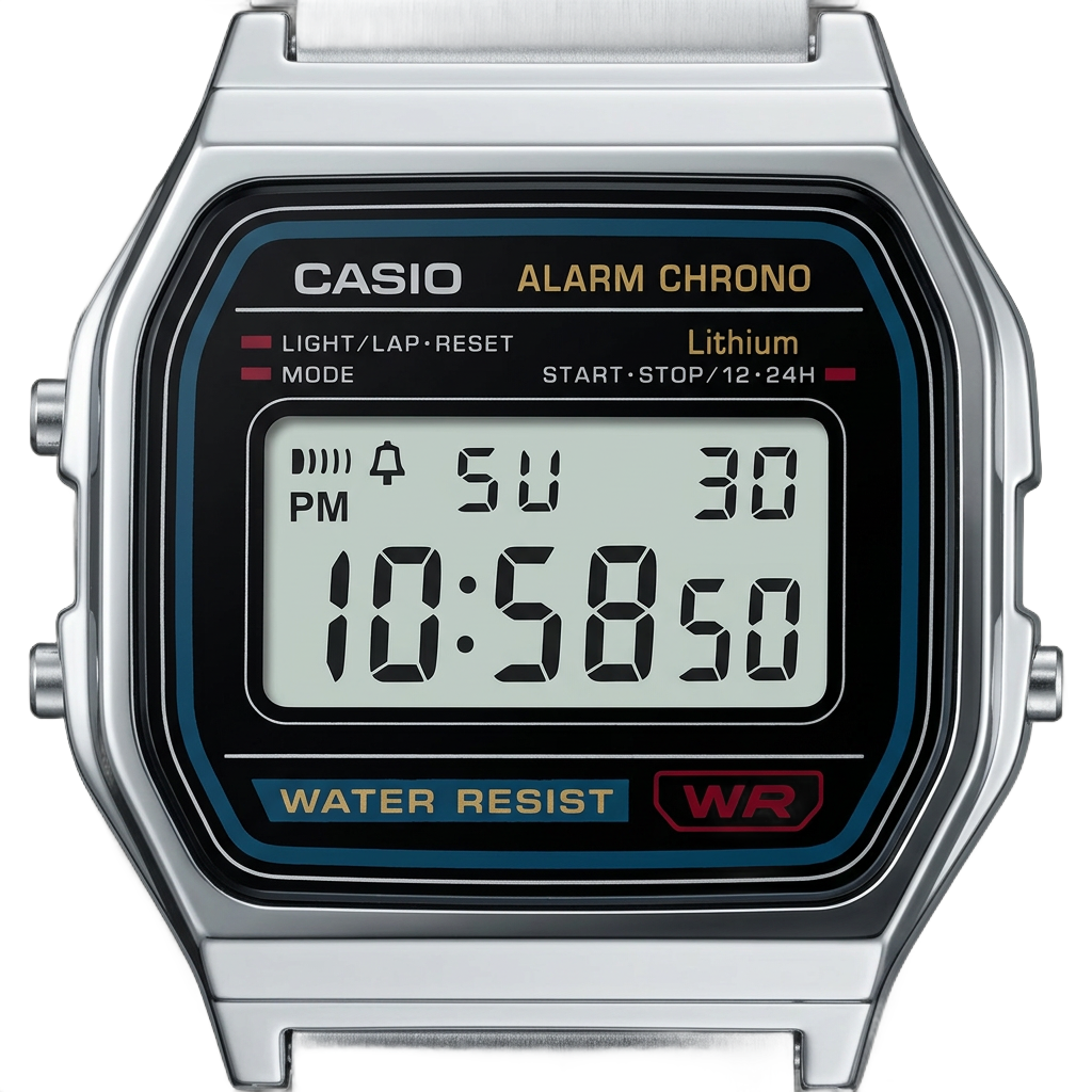 Casio A158WA-1 digital watch dial
