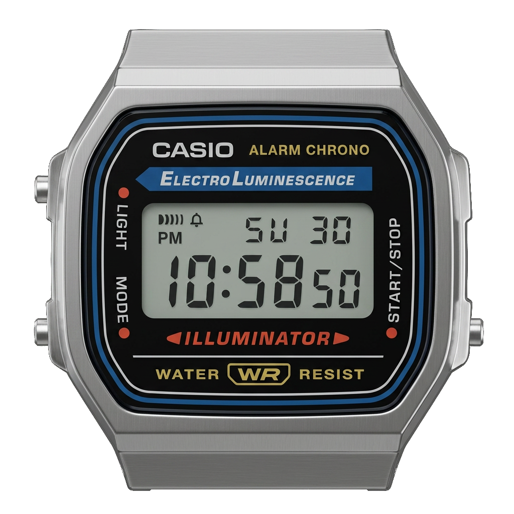 Casio A168WA-1 digital watch dial