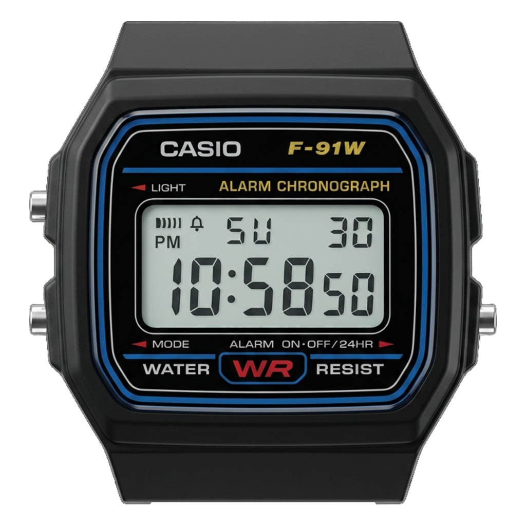 Casio F-91W-1 digital watch dial